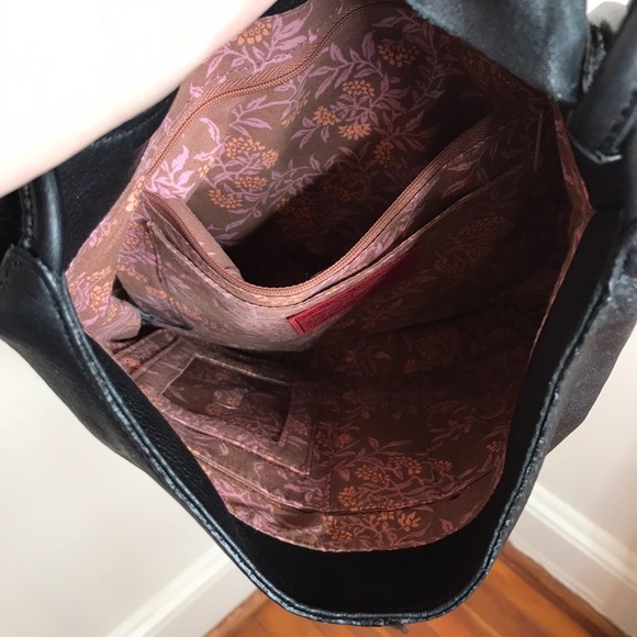 HOBO Black Leather Beaded Flap Bag Purse - Picture 5 of 7